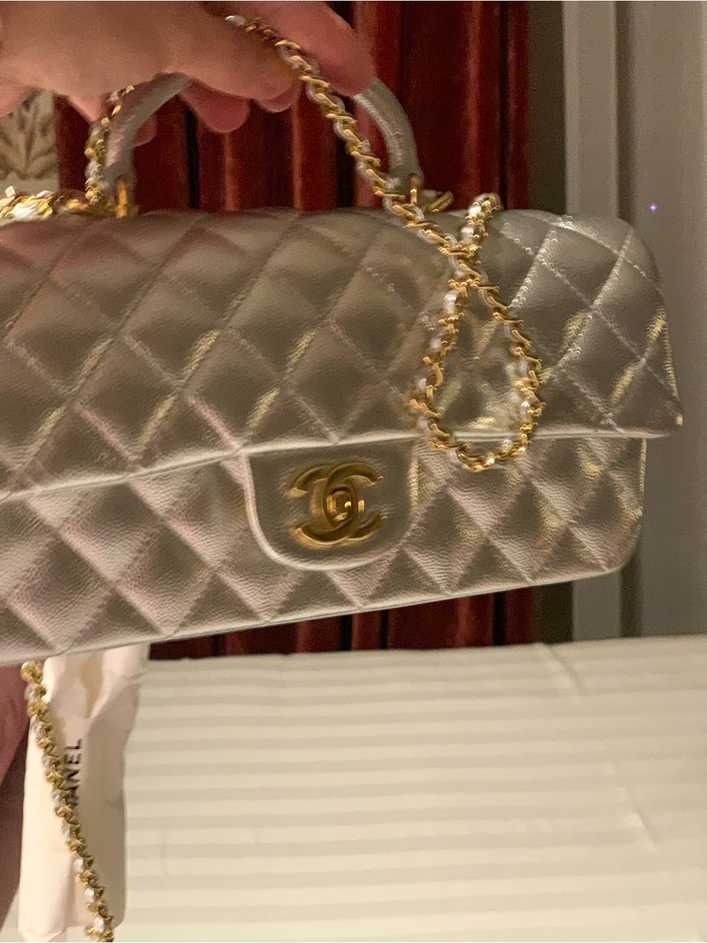 Brand new this week season rare Limited edition authentic Chanel silver purse